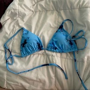 Blue tie die bikini top